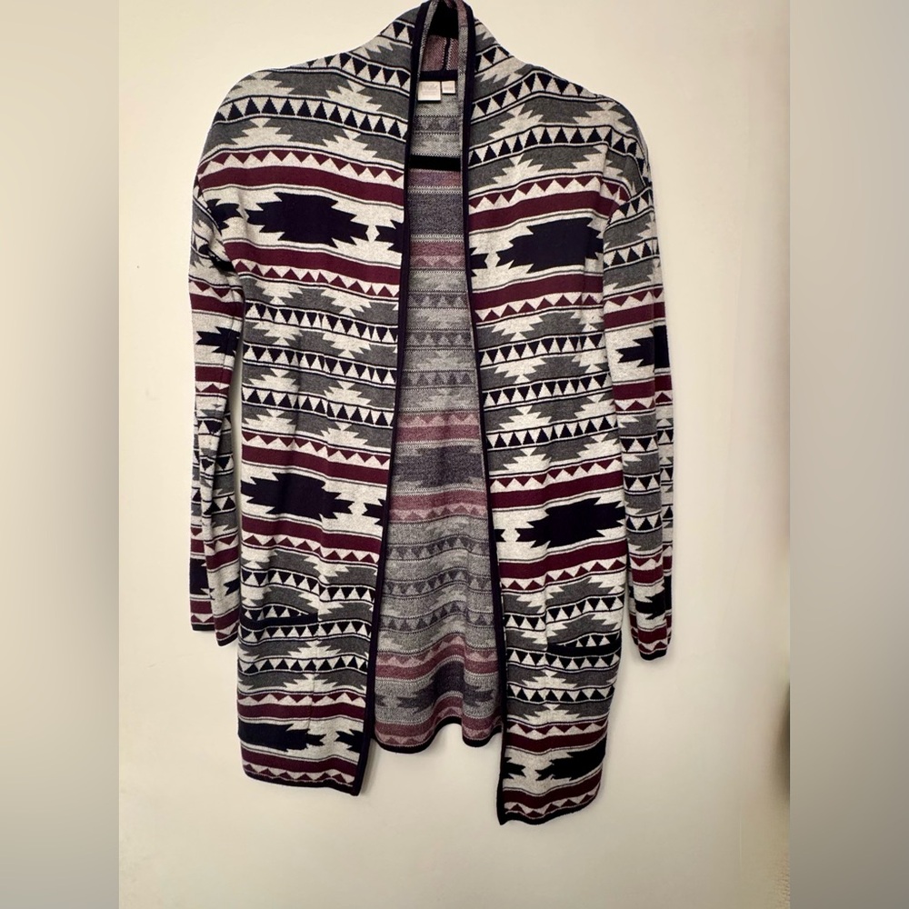 Twik Tribal Aztec Print Open long Cardigan Sweater | Simons | US XS - Picture 7 of 7